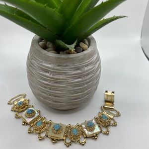 Bracelet - Vintage, Ornate, Robin Eggs Blue Stones